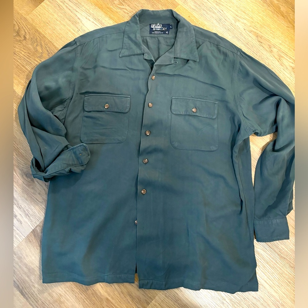 Camo Green Vintage Ralph Lauren over shirt Sz L